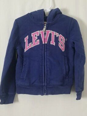 🔴 Levi navy little girl zip up long sleeve hoodie size XS (A14)